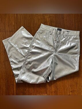 Scoop Metallic Silver Ultimate Stovepipe High Rise Straight Leg Jeans: Size 8